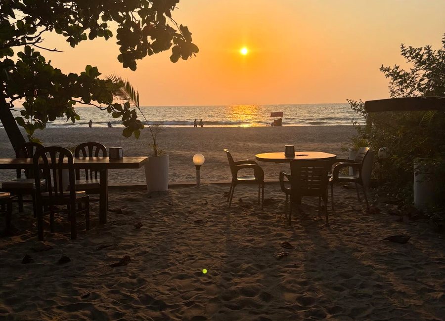 Sunset table by the beach